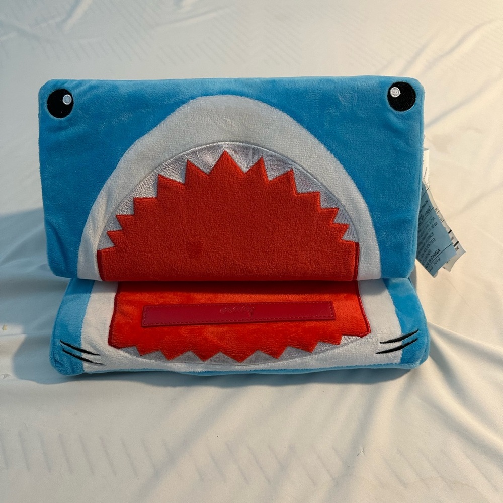 iScream Plush Shark Folding Tablet & Laptop Stand w/ Keyboard Shelf Pillow